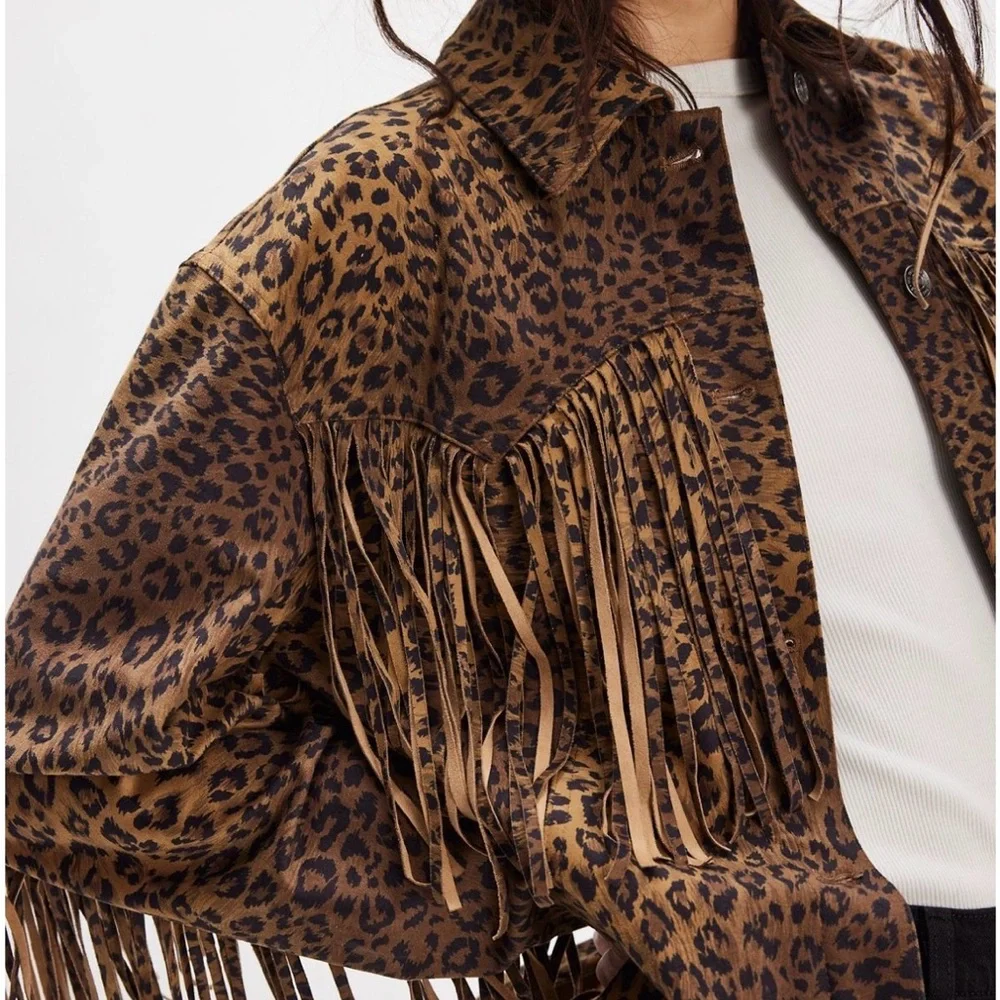 Free People Fringe Out Leopard Print Jacket - Picture 3 of 6